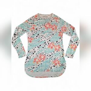 Reel Life Jax UV 50+ SPF Long Sleeve Swim Cover Up Tunic Dress Women L Floral